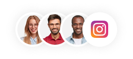 a group of people smiling and instagram logo