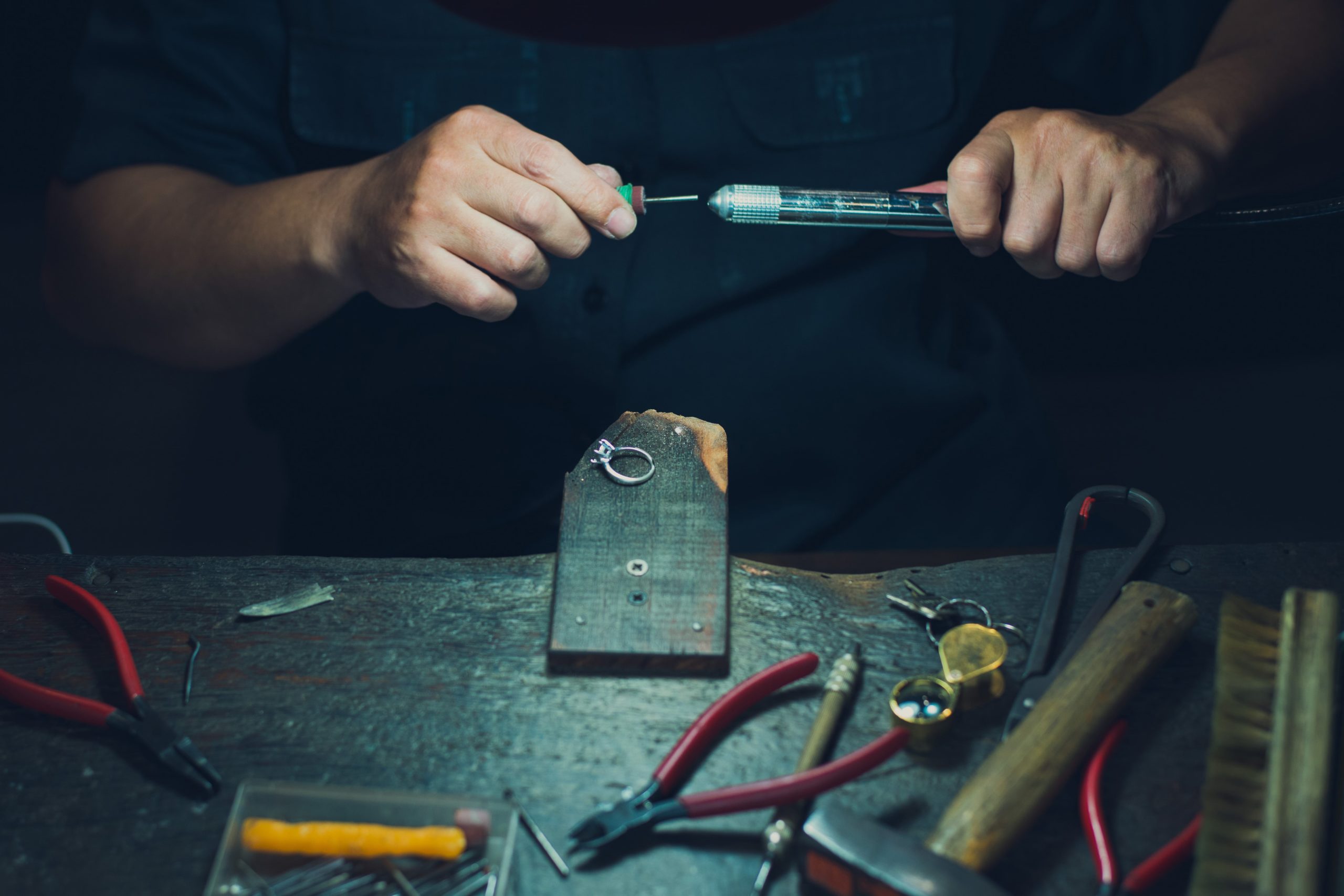 a person holding a tool